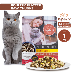 PetMarra Adult Cat and Kitten Dry Food Raw Chunks Recipe Freeze Dried Surf Turf Wild Game Poultry Platter 1kg 5kg Collection - Petmate