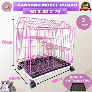 KANDANG KUCING MODEL RUMAH 2 TINGKAT 60X40X70CM MODERN sweety petshop