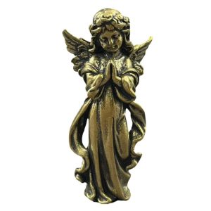 LIUJIR Vintage Brass Angel Cupid Statue Lucky Cute Guardian Angel Figurines Angel Ornament Handmade Angel Cupid Miniature Figurines Home Desk Decor