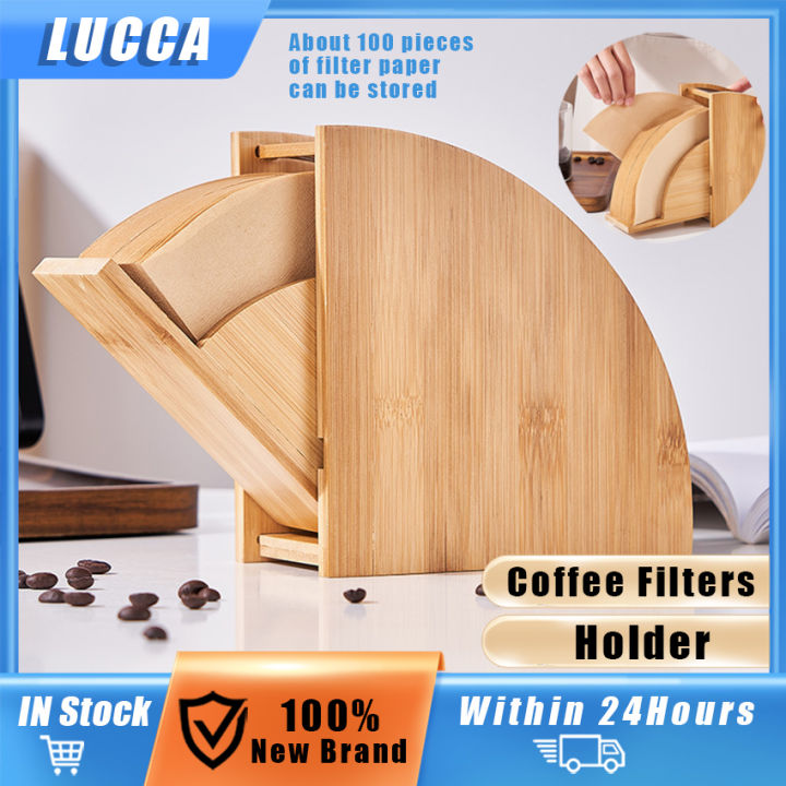 Wooden Coffee Filter Holder Coffee Filter Paper Stand Dustproof Coffee