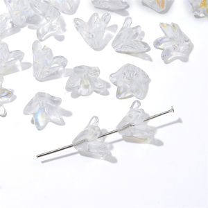 20Pcs 13mm Colorful Glass Lily Flowers Beads Charms for Earring Necklace DIY Jewelry Making Beads Cap