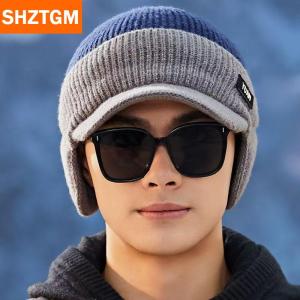 [COD] SHZTGM หมวกเบสบอลถักสองสี-กิจกรรมกลางแจ้งหมวกพ่อแฟชั่นพร้อมการป้องกันหู เหมาะสำหรับคู่รักหมวกสำหรับผู้ชาย