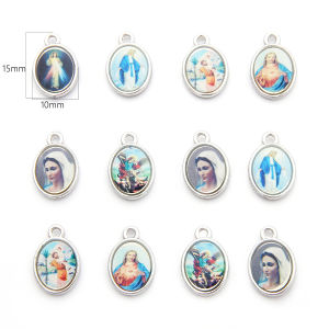 20Pcs Mixed Style Alloy Enamel Pendant Virgin Mary Jesus Christmas Charms For Jewelry Making DIY Necklace Catholic Rosary Accessories