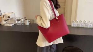 Red Fashion Shoulder Bag Large Capacity Brand Tote Bag PU Leather Luxury Designer Tote Bag Commuter Wedding Party Big Handbag2026