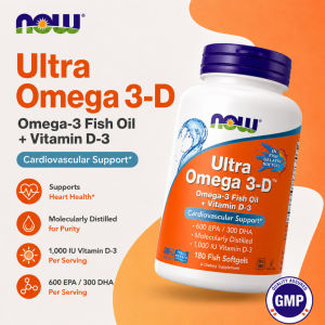 NOW 3-D Ultra Fish Oil 180 Fish Softgels Rich DHA Nourish Eye Retina Relieve Screen Dry Fatigue Vitamin D3 Boost Immune Defense Non-GMO Daily Vision Care For Office Workers