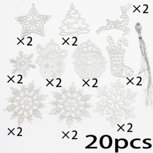 (20 Pcs/pack) Christmas Ornament Paper Decoration Snowflake Snowman Sparkling Print Baking Mold New Year Decoration Props DIY