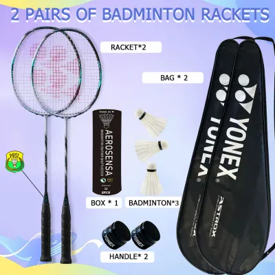 【2pcs】ไม้แบดมินตัน 100% ของแท้ 4U เต็มคาร์บอนน้ำหนักเบาคู่แบดมินตันและแบดมินตันฟรี