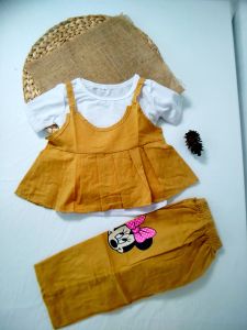 Daigo Mimo Mustard Setelan Baju Anak Perempuan 1 2 3 4 5 Tahun 6 12 Bulan Korea Style Import Kekinian Lucu Viral bahan katun