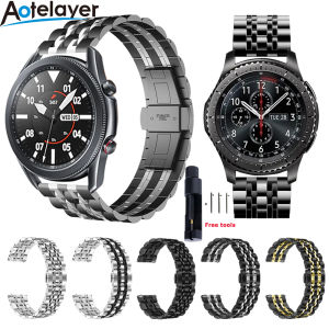Aotelayer 22mm 20mm Watch / Smart Watch Universal Flat Strap for Samsung Galaxy Watch 3 41 45mm Gear S3 46mm 42mm Watch Solid Stainless Steel Strap for Amazift Metal Wrist Bracelet