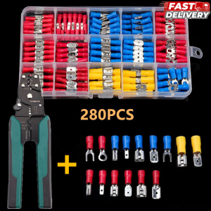 280Pcs Boxed Assorted Insulation HeatShrink Tube + Terminal Wire Connector Spade Set