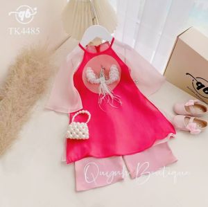 Áo Dài Tết Bé Gái Cách Tân Kiểu Mới Màu Sắc Nổi Bậc Xinh Sắn Thiết Kế Sang Trọng