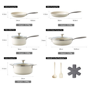 Redchef Gem Series 14PCS Cokware Set 24cm Frying Pan /28 Frying Pan/28 Deep Frying Pan/18 Milk Pot/24 Soup pot