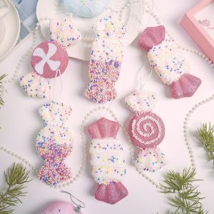 MAYIT 6pcs/Set Mút Đồ trang trí hình kẹo Giáng sinh. Lấp lánh Vòng treo Đồ trang trí hình kẹo gậy Lễ hội Hình dạng kẹo Đồ trang trí treo hình kẹo Trang trí cây thông Noel.