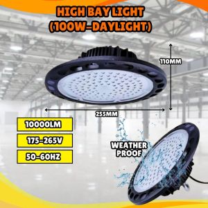 (NEW UFO) UFO High Bay LED Light 100W 150W 200W Garage Warehouse Industrial Lamp Ceiling Light Daylight Lampu Gudang LED