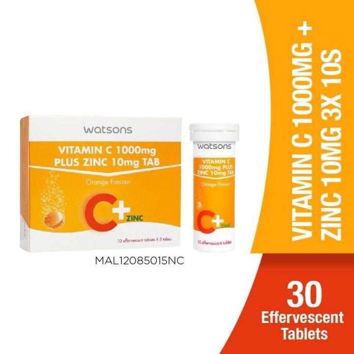 WATSONS Watson Vitamin C 1000mg Zinc 10mg 3 x 10Tablets Healthcare ...