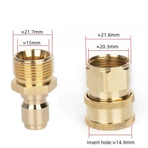 M22 Brass Quick Connect Adapter Kit 14/15mm High Pressure Washer Hose Connector for Car Wash Machine &