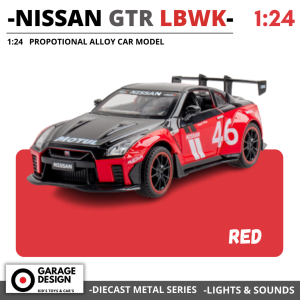 Diecast Mobil Nissan GTR R35 LIBERTY WALK Skala 1:24 - Miniatur Mobil Pajangan Alloy Logam Metal Nissan GTR R35 LBWK Skala 1:24 NISSAN JDM Cars Terdapat Lampu dan Suara - Diorama Diecast Repair Workshop Bengkel Mobil