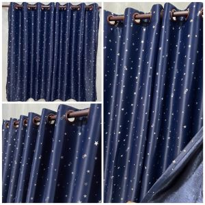 ผ้าม่านหน้าต่าง ประตู ตาไก่สำเร็จรูป กันแสง85-90% คุณภาพพรีเมี่ยม ลายดาว มี5สี สินค้าพร้อมส่ง