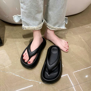 LKShoes ใหม่🌈รองเท้าแตะแฟชั่นพื้นหนาเบาใส่สบาย รองเท้าแตะหูหนีบผญสีพื้นไม่พิมพ์ลวดลาย รองเท้าแตะผู้หญิงเรียบหรูแต่งตัวง่ายใส่ได้ทุกโอกาส😎