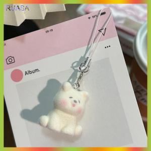 RUASA Cute Cartoon Dog Lovely Animal Keychain Backpack Pendant Ornament Couple Gifts Phone Lanyard Flocking Puppy Phone Chain Keyring