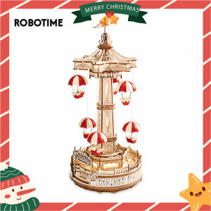 Robotime Rokr Parachute Tower DIY Music Box Building Block Amusement Park Series for Kids Adults Easy Assembly 3D Wooden Puzzle EA01