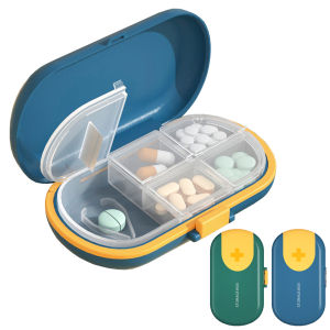 ตลับยาพกพา ตลับยา กล่องยา กล่องยาอเนกประสงค์ Medicine box กล่องแบ่งยา ที่ตัดยา กล่องเก็บยา กล่องยาพกพา 4 ช่อง พร้อมที่ตัดแบ่งยา มี 4 สี