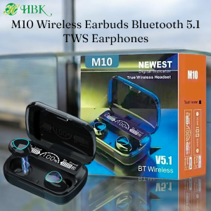 M10 Wireless Earbuds Bluetooth 5.1 TWS Earphones Full Touch Control Headphones Built-in Microphone Immersive Sound Quality Ensure Fast Stable & Auto Connection Smart LED Headset