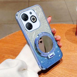 Casing ITEL P55 NFC A70 S23 Plus Luxury Gliter Premium TPU Ring Holder Mirror