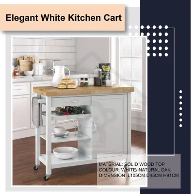 KICTHEN TROLLEY / WHITE KITCHEN CART / KITCHEN ISLAND / KITCHEN CART / KITCHEN TROLLY / ROLLING CART / KITCHEN TROLLEY