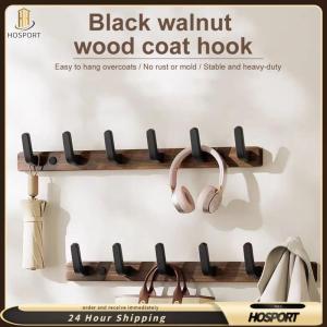 【HOSPORT】Wall Hooks Wall Mounted Coat Rack Punch-Free Wooden Coat Hooks for Hanging Hat Purse Backpack Bag Jacket