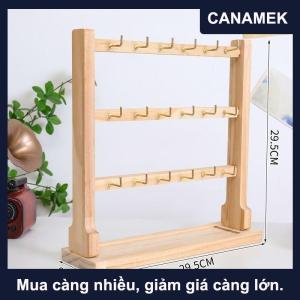 【CANAMEK】 Đồ trang sức bằng gỗ hiển thị đứng Vòng Cổ Vòng đeo tay Móc Chìa Khóa Móc lưu trữ giá Bông tai Pin Trâm chủ đứng tổ chức