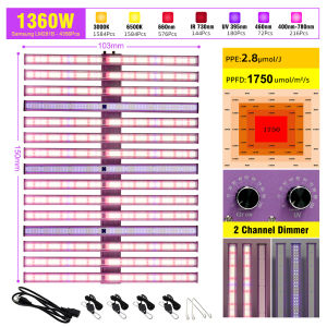 ไฟปลูกต้นไม้ SAMSUNG LM301H EVO&Osram Grow Light ไฟปลุกต้นไม้ LED UV&IR High PPFD 1100W/1060W/1300W/1350W หรี่แสงได้  ไฟปลูกพืชโซล่า สำหรับผัก ผลไม้ และต้นไม้ กำลังไฟสูง ขนาดใหญ่