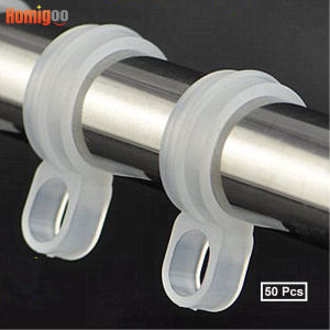 Homigoo - 50 Pieces Plastic Clear Round Square Non-Slip Anti-wind Rubber Clothes Hanger Grips for Clothesline Hook Rings