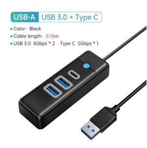 Orico 4 cổng USB 3.0 HUB 5Gbps tốc độ cao đa Loại C Splitter siêu mỏng Bộ chuyển đổi OTG cho máy tính để bàn phụ kiện