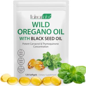 Oregano Oil Capsules 2 in 1 Oil of Oregano with Black Seed Oil Oregano Oil Supplement Capsules Organic Oil of Oregano Extract Non-GMO Gluten Free