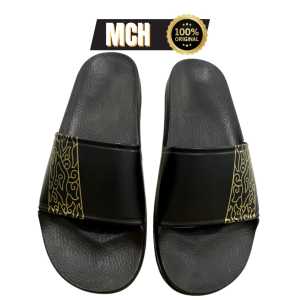 MOCHEL-Sandal Selop Pria dan Wanita MOCHEL BATIK Hitam Gold Terbaru