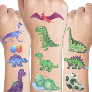 CHARLENT 110 Glitter Styles Dinosaur Temporary Tattoos for Kids    14 Sheets Glitter Dinosaur Tattoos for Boys Girls Dino Birthday Party Favors Goodie Bag Fillers