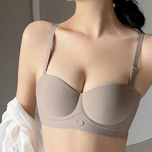 Plus Size Seamless Half Cup Bra No Steel Ring Small Chest Gathered Push Up Bra Comfortable Underwear Women