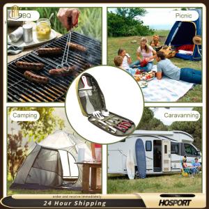 【HOSPORT】 8pcs Camping Cookware Utensils Travel Set Camping Cooking Utensils Set Portable Outdoor Camp Cookware Set for Backpacking Outdoor Camping