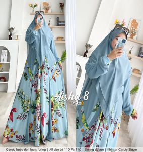 Humaira99 Gamis Syari Muslim Dress Hijab Muslimah Atasan Wanita Longdress Busui Terbaru Terlaris Pesta Lebaran Bahan Ceruty Babydoll Aisha8