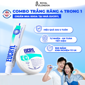 Combo trắng răng Eucryl kem đánh răng 62g + bột trắng răng 50g