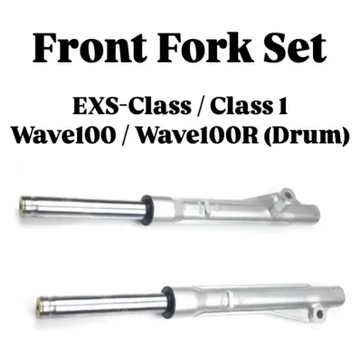( STD Standard ) Front Fork Set - LH Kiri Left + RH Kanan Right Wave100 Wave-100 Wave100R Wave 100 R 100R Wave100-R ( Drum Brake ) No Disc EX5 Class EX5Class EX5-Class 1 One Class1 Absorber Depan Absober Damper Assy