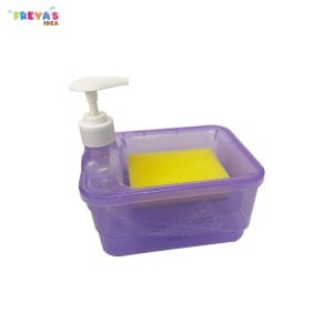 FR-C1001 Tempat Sabun Cuci Piring Petak 2IN1 650ML dengan Pump Free Spons / Tempat Sabun Cair Sponge