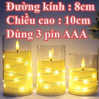 Nến ly cốc điện tử dùng pin loại to siêu lung linh trang trí decor resort party – Đức Hiếu Shop