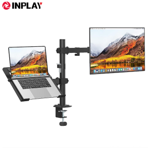 Inplay KMT-4 Laptop Stand With Monitor Mount 2-in-1 Dual Arm Fully Adjustable Mount For 13-27" Monitor