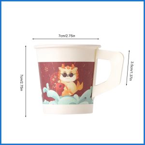 Set 50 Cốc Giấy Có Tay Cầm In Hình Rồng Năm Mới 2024 Phong Cách Trung Hoa
