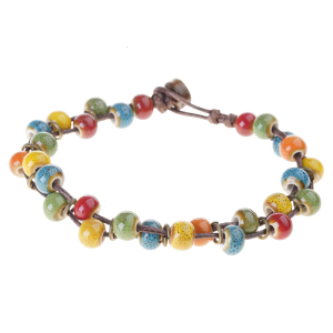 Distinctive Ceramic Beaded Bracelet Bohemian Style Woven Handchain Fashionable Handmade Wristband Fashion Accessory