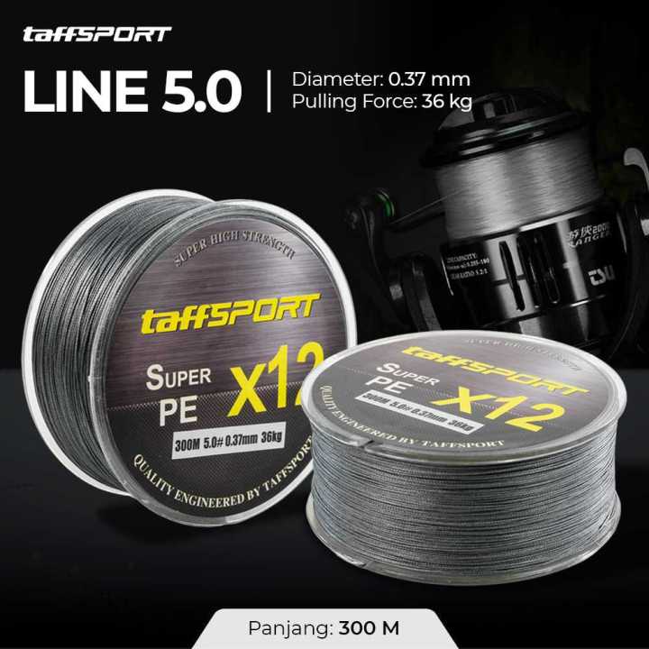 Senar Pancing Super PE X12 Braided 300 Meter Senar Benang Tali Pancing PE Super Kuat Maks Drag 36Kg