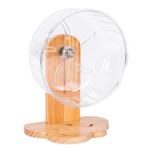RIACHTAIS Adjustable Height Hamster Exercise Wheel Wooden Stand Transparent Pet Exercise Toy Durable Thickened Hamster Running Stand Hamsters
