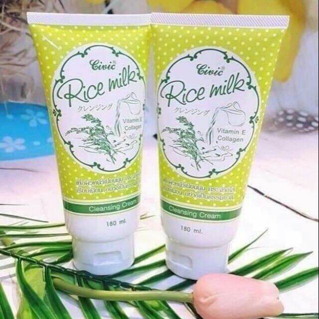 Sữa Rửa Mặt Từ Gạo Thái Lan - Sữa Rửa Mặt Gạo Civic Rice Milk Cleansing Cream 180ml [Hàng Chuẩn Thái]